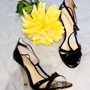 🆕 NICOLE MILLER Black Strap High Heels Sz 7